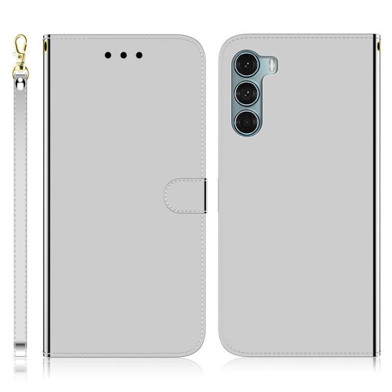 Kožené Pouzdro Na Moto G200 5G Kryt Na Zrcadlo Z Umělé Kůže