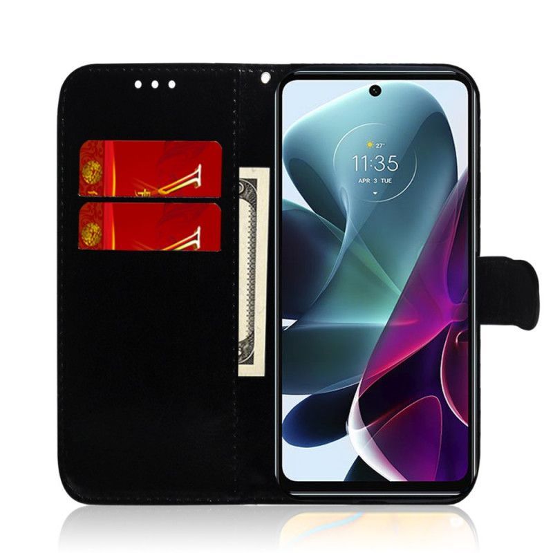 Kožené Pouzdro Na Moto G200 5G Kryt Na Zrcadlo Z Umělé Kůže