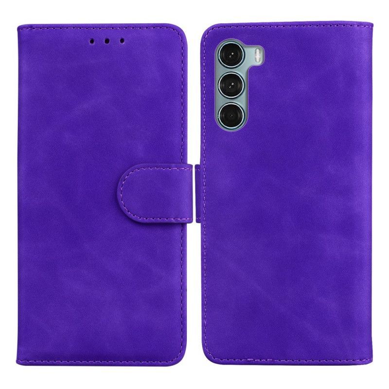 Kožené Pouzdro Na Moto G200 5G Monochromatický Kožený Efekt