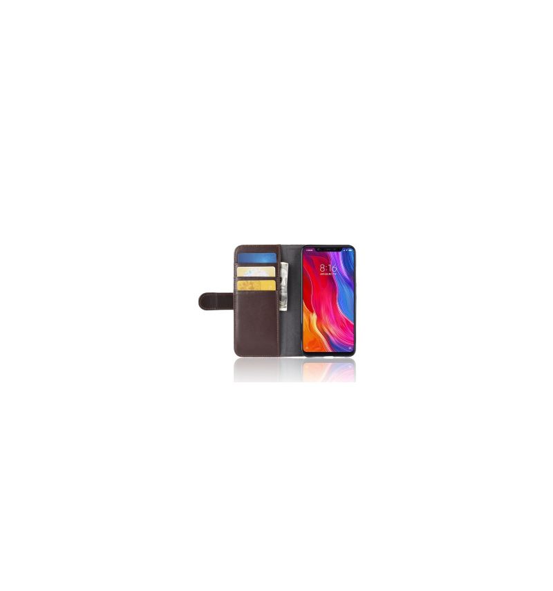 Flipové Pouzdro Na Xiaomi Mi 8 V Prémiové Kůži - Hnědá