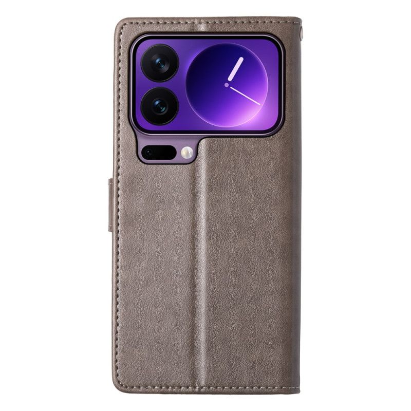 Kožený Kryt Na Xiaomi 17 Pro Květinový Vzor Motýlů