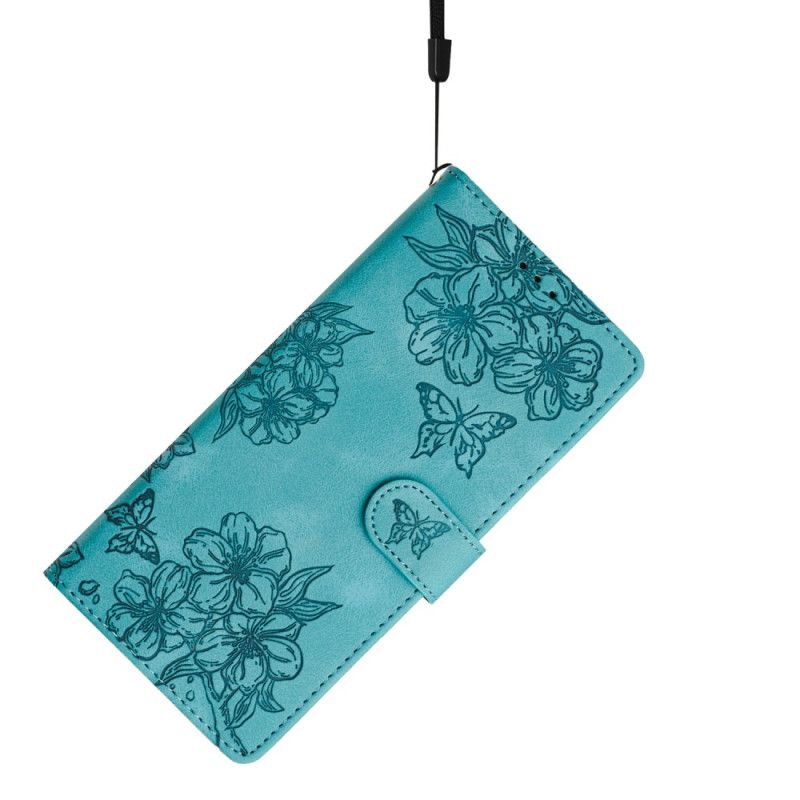 Kožený Kryt Na Xiaomi 17 Pro Semišový Efekt Motýli A Květiny