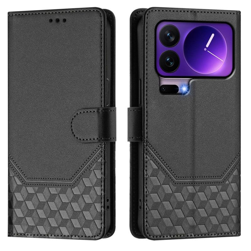 Kožený Kryt Xiaomi 17 Pro Blokování Rfid A Vzor Včelí Plástve