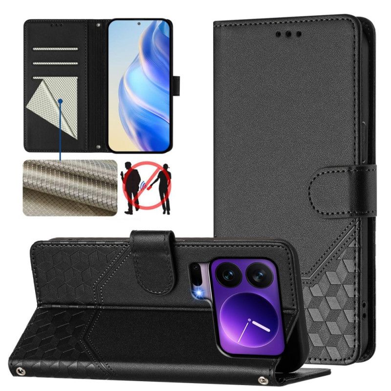 Kožený Kryt Xiaomi 17 Pro Blokování Rfid A Vzor Včelí Plástve