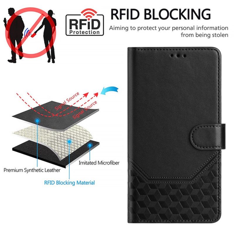 Kožený Kryt Xiaomi 17 Pro Blokování Rfid A Vzor Včelí Plástve