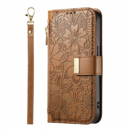 Kožený Kryt Xiaomi 17 Pro Květinový A Listový Vzor