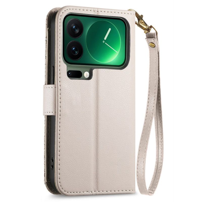 Kožený Kryt Xiaomi 17 Pro Květinový A Listový Vzor