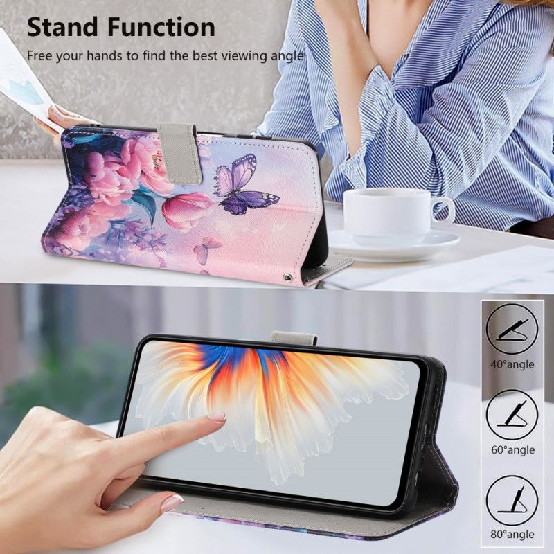 Kožený Kryt Xiaomi 17 Pro Motýli A Růžové Květiny