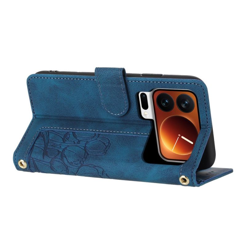 Kožený Kryt Xiaomi 17 Pro Peněženka S Tulipánovým Designem