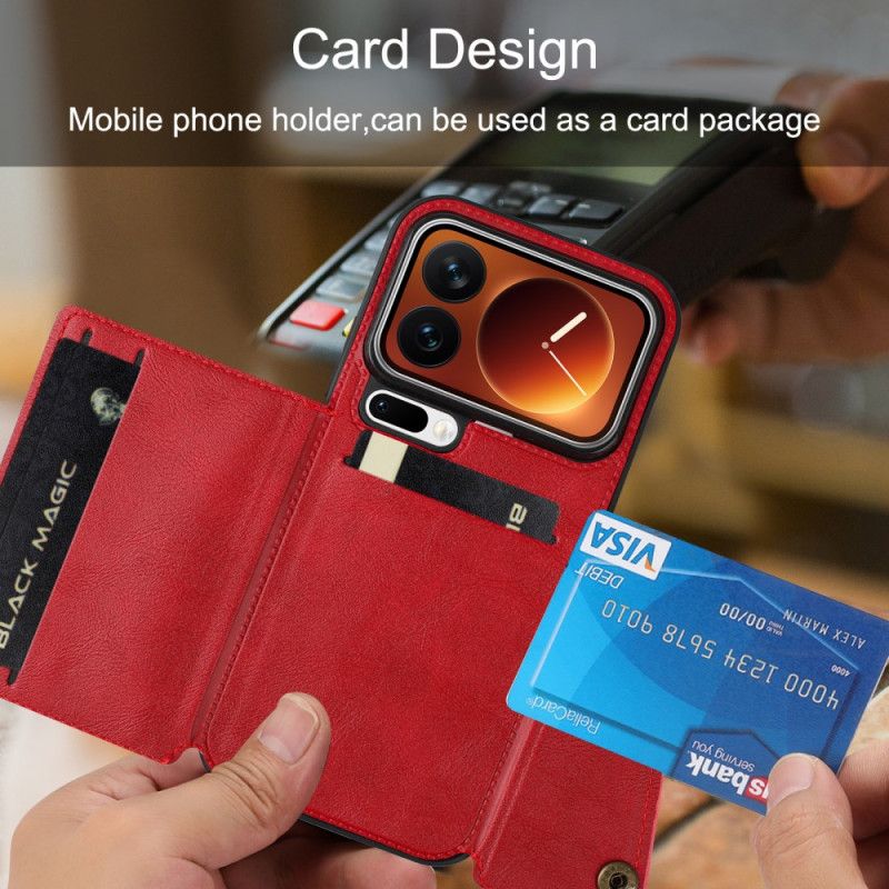 Kožený Kryt Xiaomi 17 Pro Pouzdro Na Karty A Stojánek