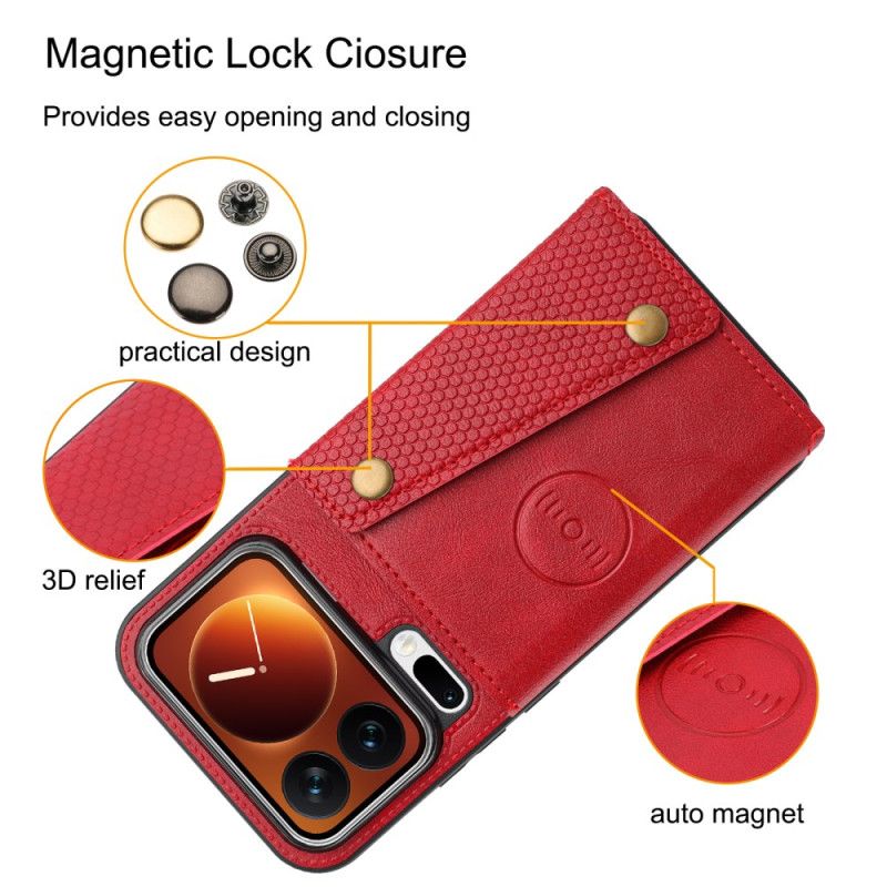 Kožený Kryt Xiaomi 17 Pro Pouzdro Na Karty A Stojánek