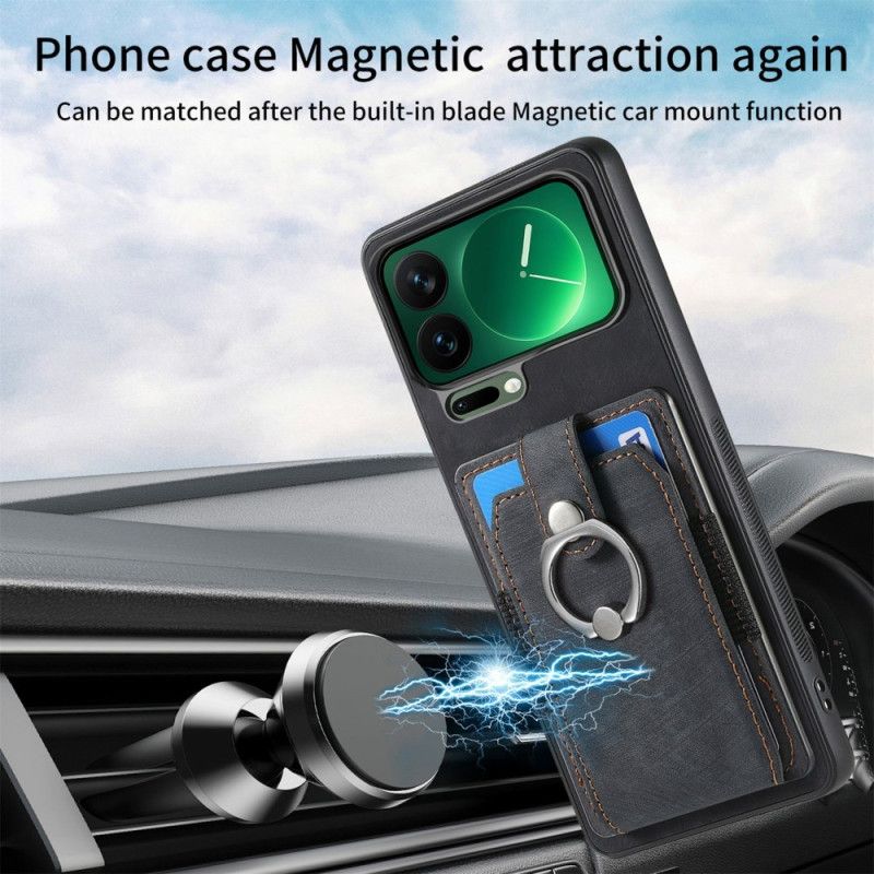 Kryt Xiaomi 17 Pro Stojan A Držák Na Karty S Koženým Efektem