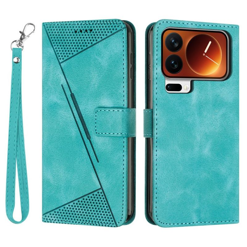 Peněženková Pouzdra Xiaomi 17 Pro Trojúhelníkový Vzor A Řemínek