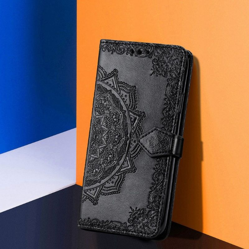 Kožené Pouzdro Na Xiaomi Redmi Note 10 Pro Reliéfní Mandala