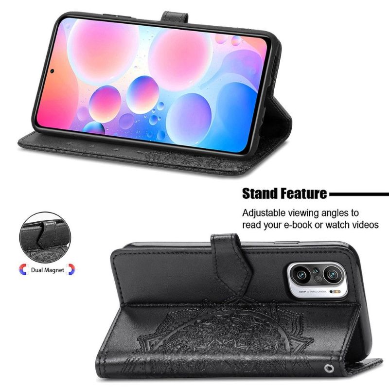 Kožené Pouzdro Na Xiaomi Redmi Note 10 Pro Reliéfní Mandala