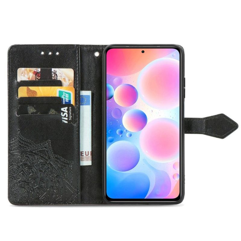 Kožené Pouzdro Na Xiaomi Redmi Note 10 Pro Reliéfní Mandala