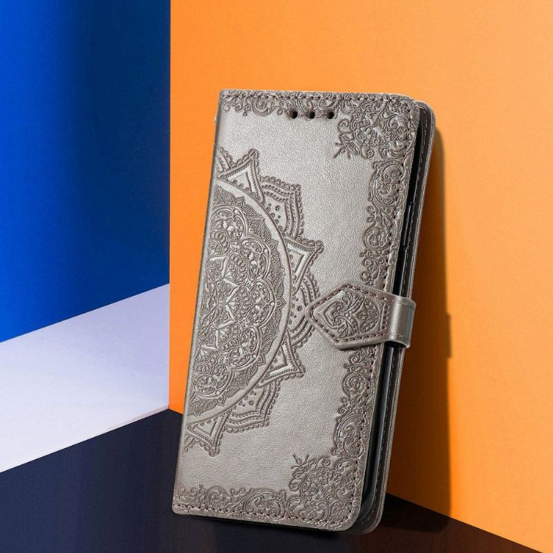 Kožené Pouzdro Na Xiaomi Redmi Note 10 Pro Reliéfní Mandala