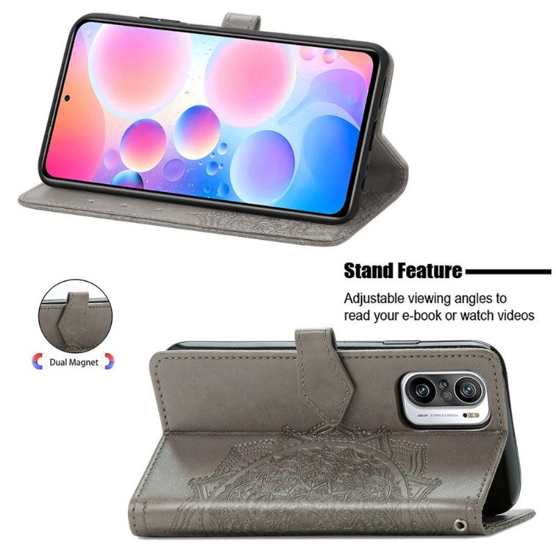 Kožené Pouzdro Na Xiaomi Redmi Note 10 Pro Reliéfní Mandala