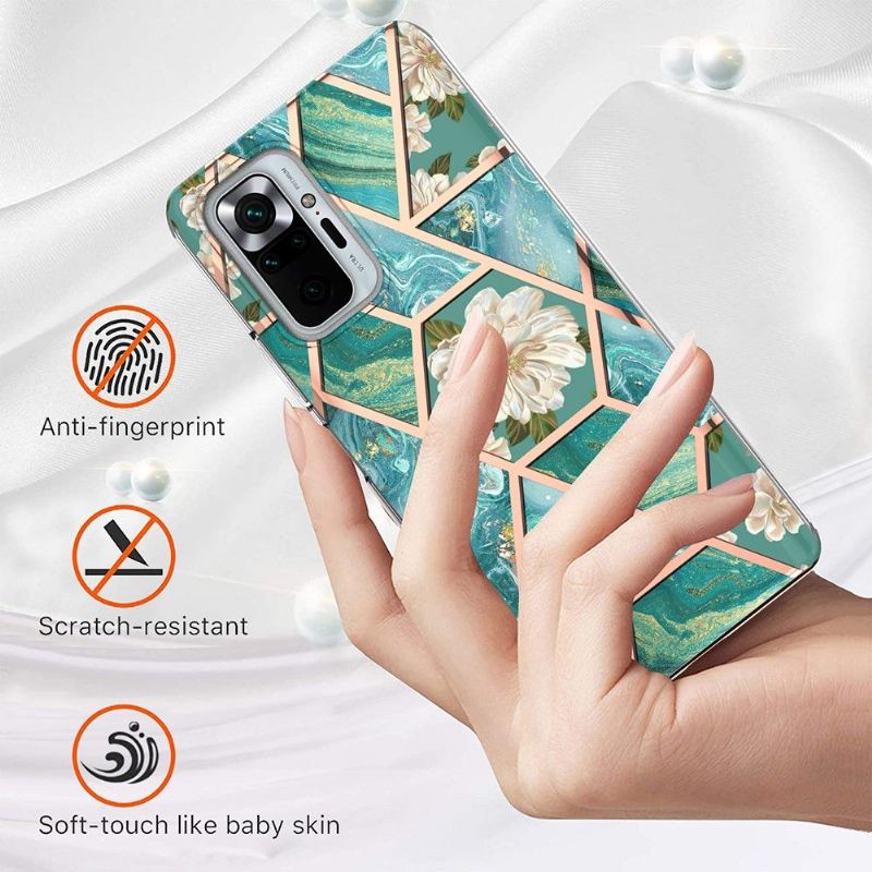 Kryt Na Xiaomi Redmi Note 10 Pro Mramorové A Bílé Květy