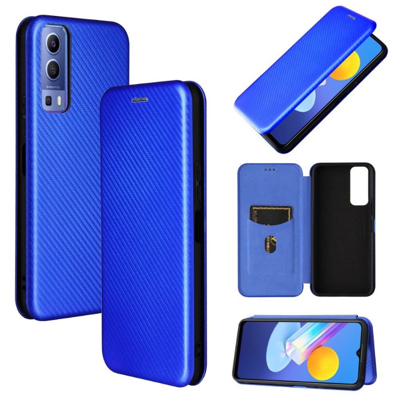 Flipové Pouzdro Na Vivo Y72 5G Umělá Kůže Ve Stylu Uhlíkových Vláken
