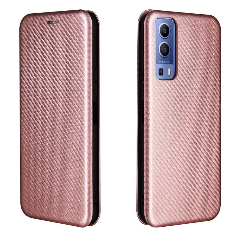 Flipové Pouzdro Na Vivo Y72 5G Umělá Kůže Ve Stylu Uhlíkových Vláken