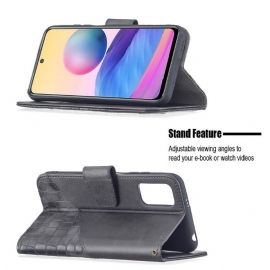 Flipové Pouzdro Na Xiaomi Redmi Note 10 5G / Poco M3 Pro Kožený Efekt Croc Aspect
