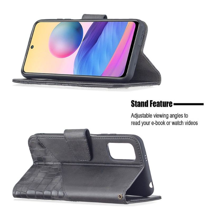 Flipové Pouzdro Na Xiaomi Redmi Note 10 5G / Poco M3 Pro Kožený Efekt Croc Aspect