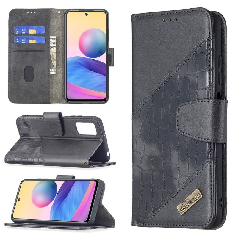 Flipové Pouzdro Na Xiaomi Redmi Note 10 5G / Poco M3 Pro Kožený Efekt Croc Aspect