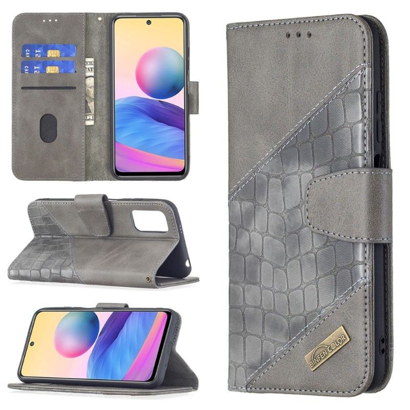 Flipové Pouzdro Na Xiaomi Redmi Note 10 5G / Poco M3 Pro Kožený Efekt Croc Aspect