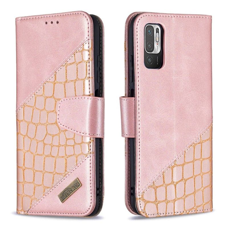 Flipové Pouzdro Na Xiaomi Redmi Note 10 5G / Poco M3 Pro Kožený Efekt Croc Aspect