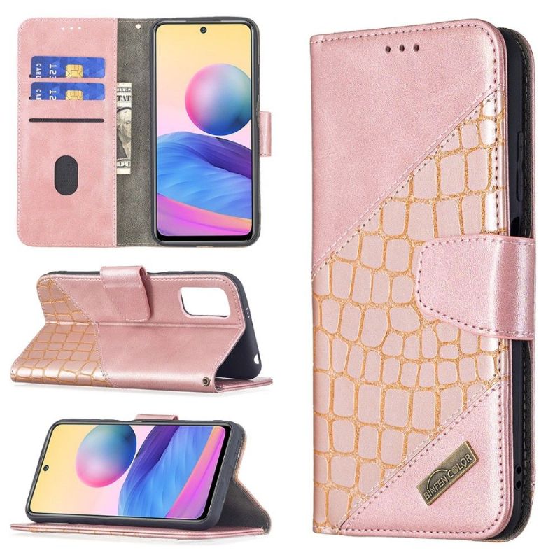 Flipové Pouzdro Na Xiaomi Redmi Note 10 5G / Poco M3 Pro Kožený Efekt Croc Aspect