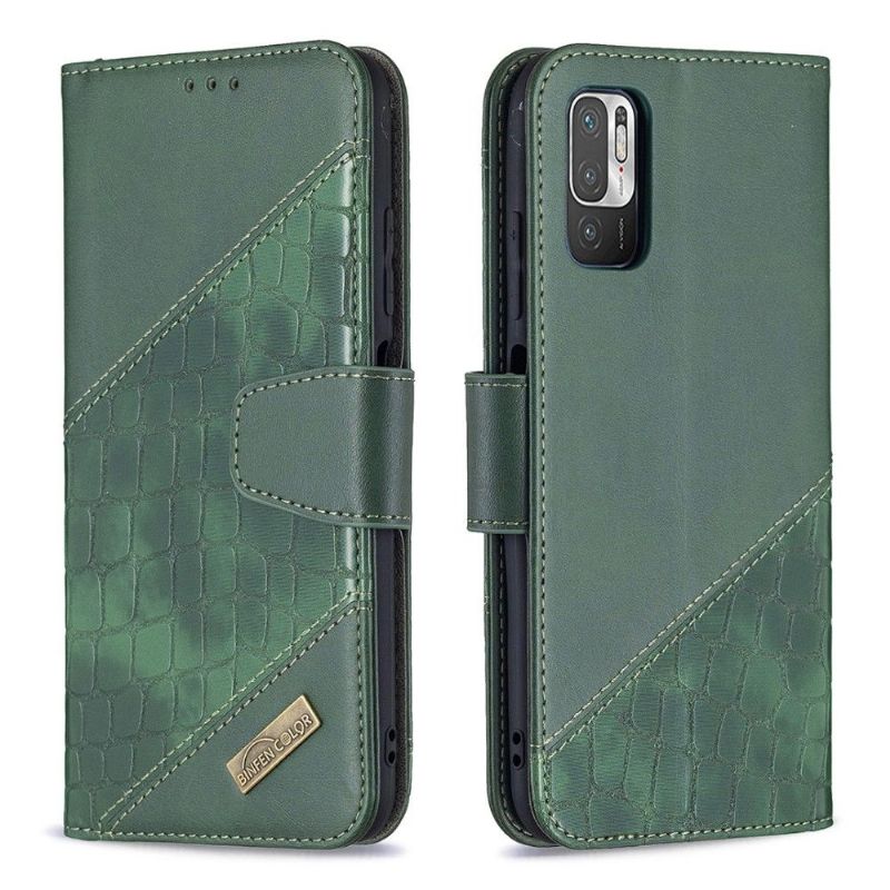Flipové Pouzdro Na Xiaomi Redmi Note 10 5G / Poco M3 Pro Kožený Efekt Croc Aspect