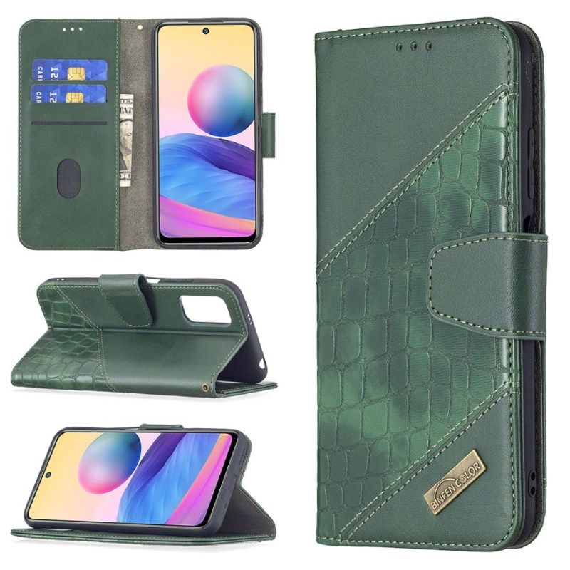 Flipové Pouzdro Na Xiaomi Redmi Note 10 5G / Poco M3 Pro Kožený Efekt Croc Aspect
