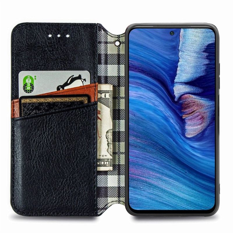 Flipové Pouzdro Na Xiaomi Redmi Note 10 5G / Poco M3 Pro Kožený Efekt S Geometrickým Designem