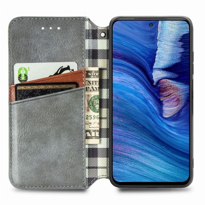 Flipové Pouzdro Na Xiaomi Redmi Note 10 5G / Poco M3 Pro Kožený Efekt S Geometrickým Designem