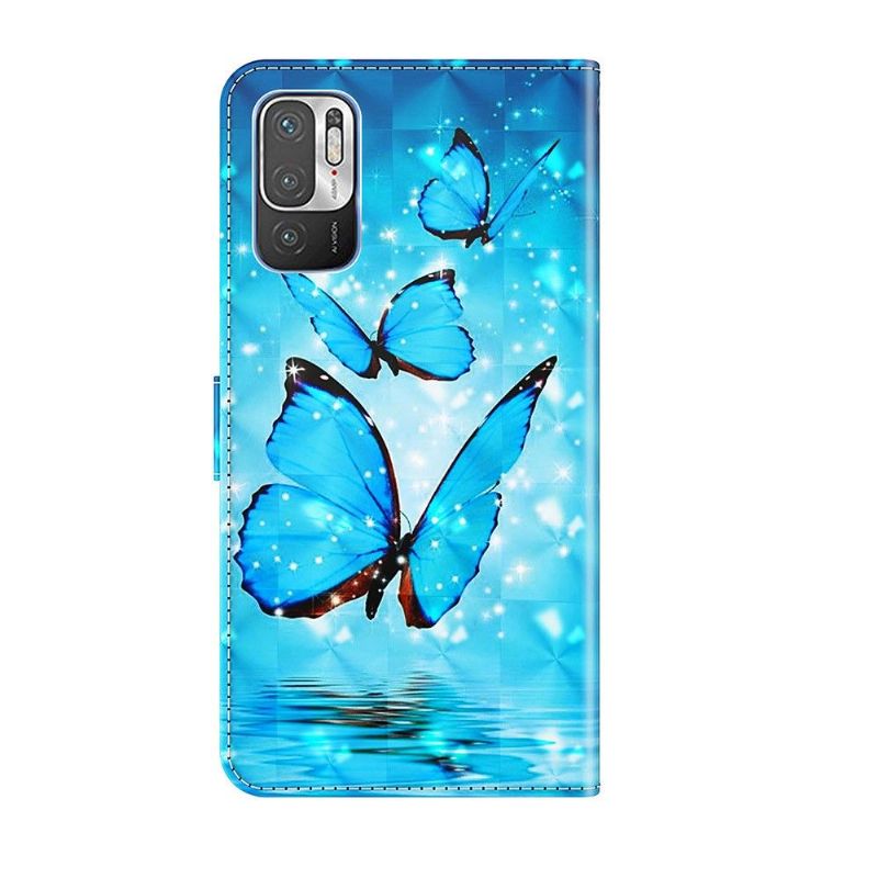 Flipové Pouzdro Na Xiaomi Redmi Note 10 5G / Poco M3 Pro Modrí Motýli