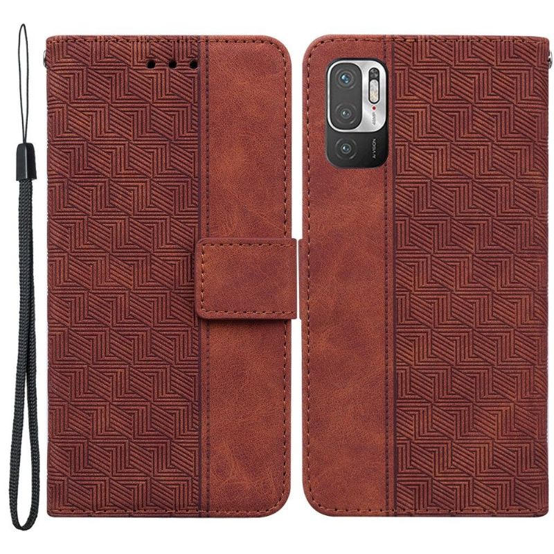 Kožené Pouzdro Folio Na Xiaomi Redmi Note 10 5G / Poco M3 Pro Flipové Pouzdro Pruhy Folia Z Umělé Kůže