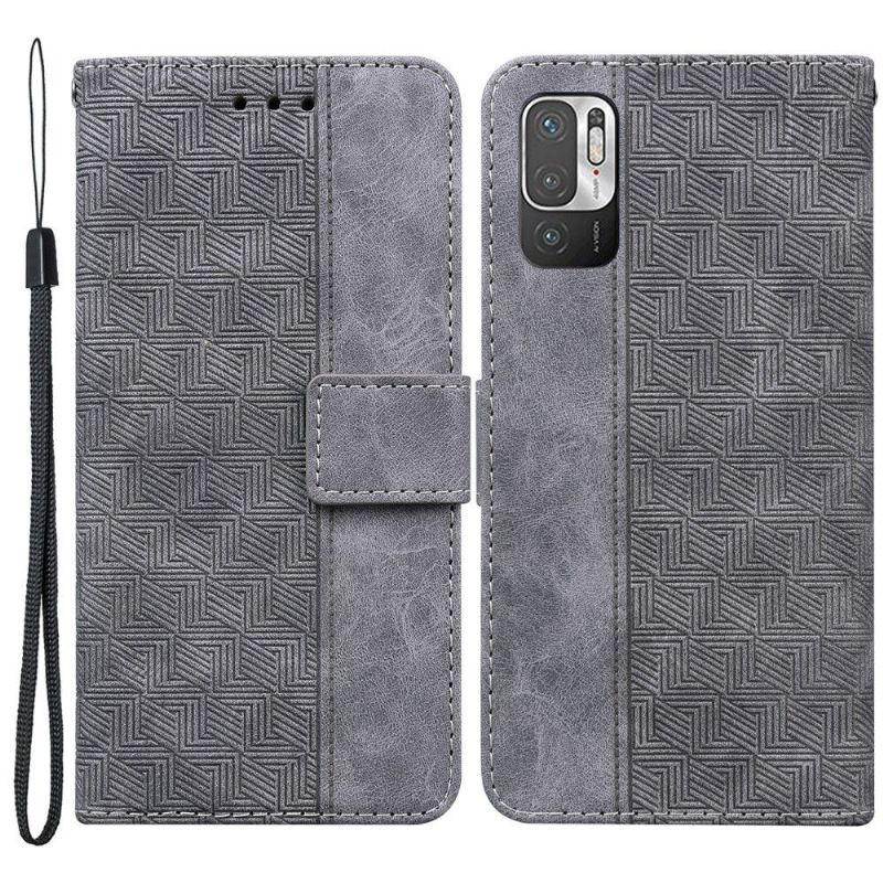Kožené Pouzdro Folio Na Xiaomi Redmi Note 10 5G / Poco M3 Pro Flipové Pouzdro Pruhy Folia Z Umělé Kůže