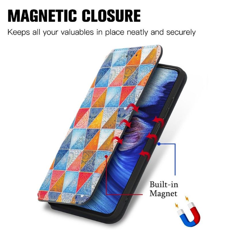 Kožené Pouzdro Na Xiaomi Redmi Note 10 5G / Poco M3 Pro Geometrická Mandala