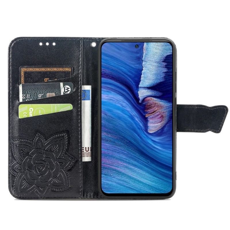 Kožené Pouzdro Na Xiaomi Redmi Note 10 5G / Poco M3 Pro Reliéfní Motýl