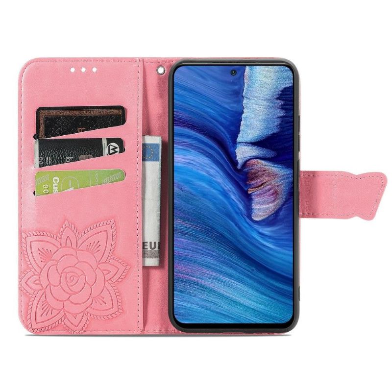 Kožené Pouzdro Na Xiaomi Redmi Note 10 5G / Poco M3 Pro Reliéfní Motýl
