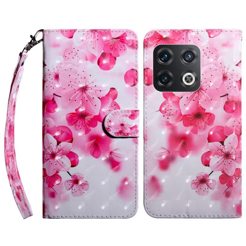 Flipové Pouzdro Na OnePlus 10 Pro 5G Květinové S Popruhem