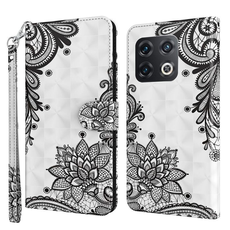 Flipové Pouzdro Na OnePlus 10 Pro 5G Na Lana Pásková Krajka