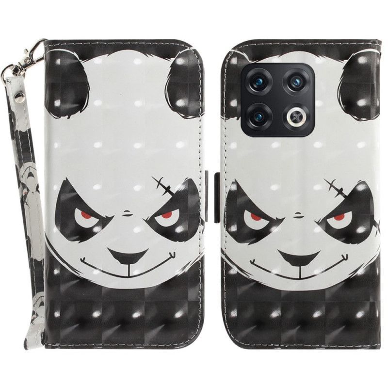 Flipové Pouzdro Na OnePlus 10 Pro 5G Na Lana Rozzlobená Panda S Lanyardem