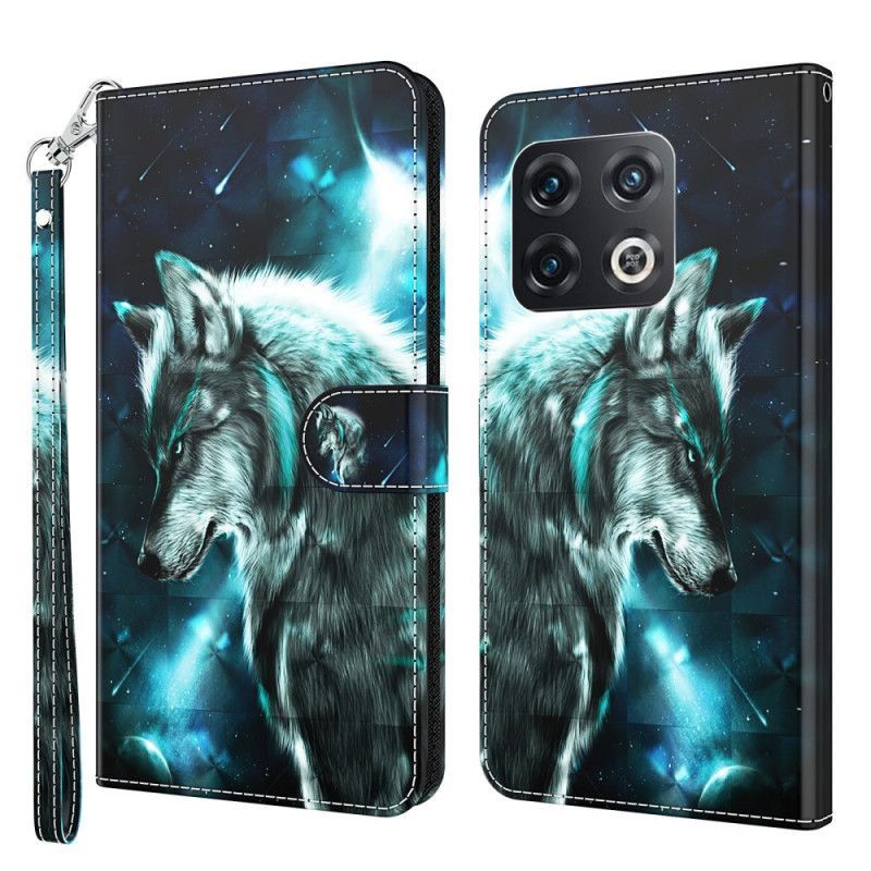 Kožené Pouzdro Na OnePlus 10 Pro 5G Na Lana Lanyard Wolf