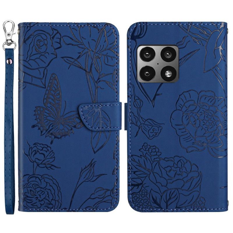 Kožené Pouzdro Na OnePlus 10 Pro 5G Motýli S Lanyardem