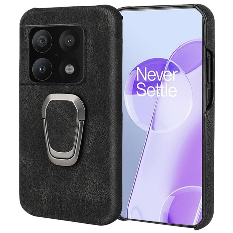 Kryt Na OnePlus 10 Pro 5G Prsten S Koženým Efektem – Podpora Nových Barev