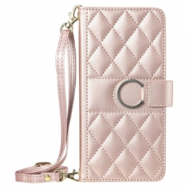 Kožený Kryt iPhone Air Prošívaná Peněženka Se Šňůrkou Na Zápěstí A Ramenním Popruhem