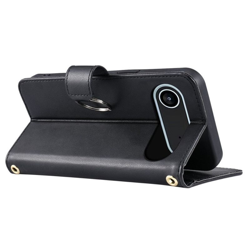 Kožený Kryt iPhone Air Prošívaná Peněženka Se Šňůrkou Na Zápěstí A Ramenním Popruhem