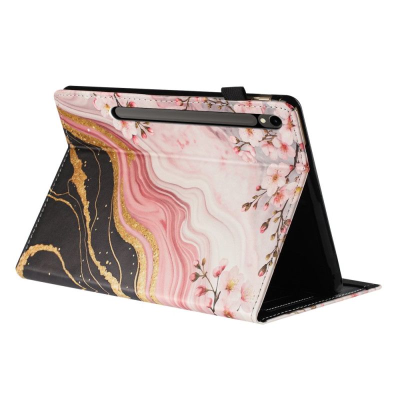Pouzdro Samsung Galaxy Tab S10 Fe Mramorový Květinový Vzor